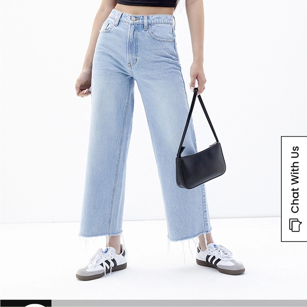 Pacsun crop wide leg high rise light wash jeans